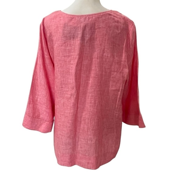 New Tommy Bahama Coastalina 3/4 Sleeve V Neck Tassel Linen Tunic Blouse Pink - Picture 5 of 15
